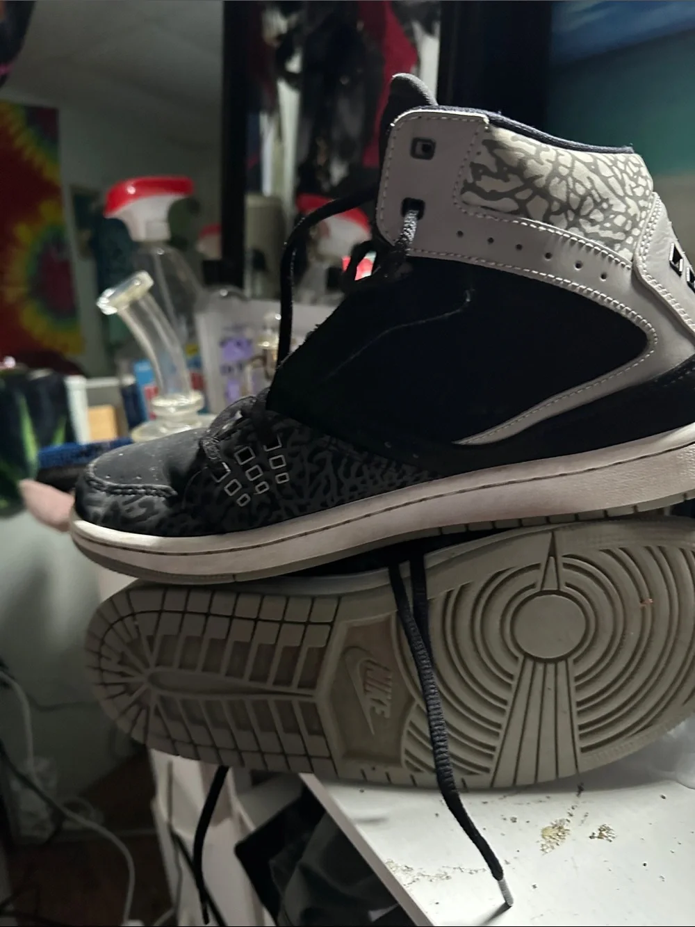 Jordan Black and Gray High-Top Sneakers with Elephant Print
